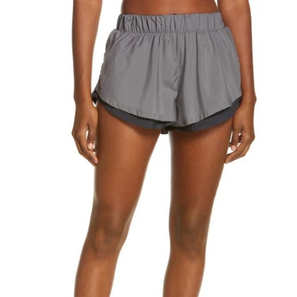 FP Movement by Free People Run For It Double Layer black gray Athletic shorts